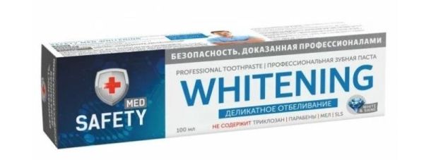 Safety med зубная паста Whitening для деликатного отбеливания зубов 100мл фотография