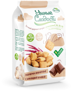 Подушечки Умные сладости с шоколадной начинкой со стевией, 150г